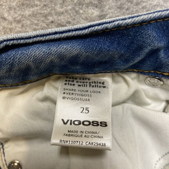 New Vigoss Distressed Thompson Tomboy Skinny Jeans Women's 25 Light Blue Faded - Picture 8 of 9